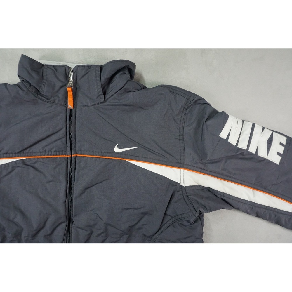 Vintage Nike Y2K 90s Reversible Fleece Lined‎ Jacket Coat Gray Orange Mens Small - Picture 12 of 13